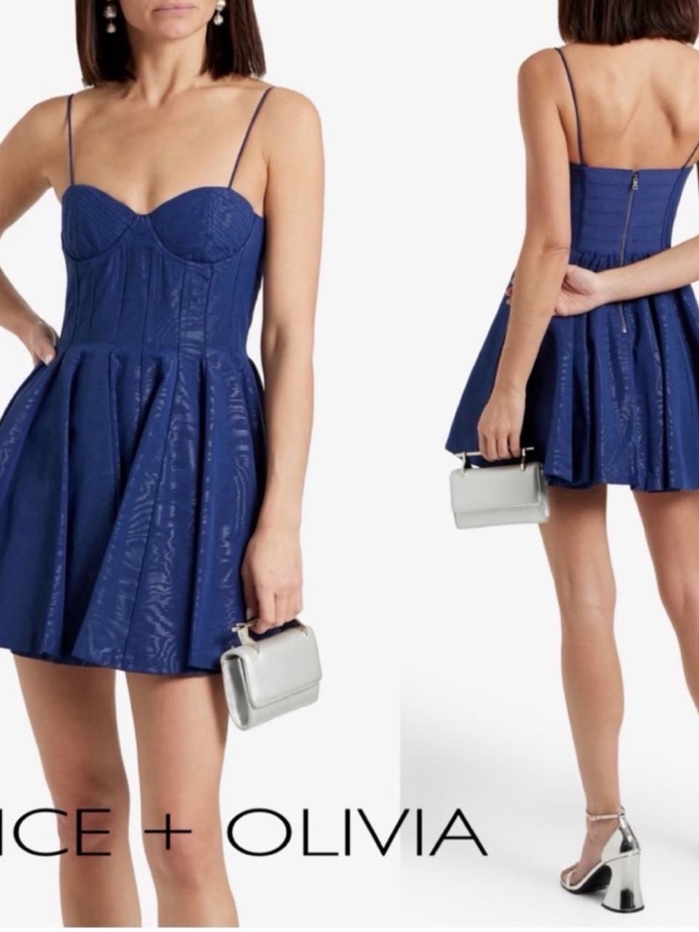 Alice + Olivia Royal Blue Bustier Fit-and-Flare Mini Dress
